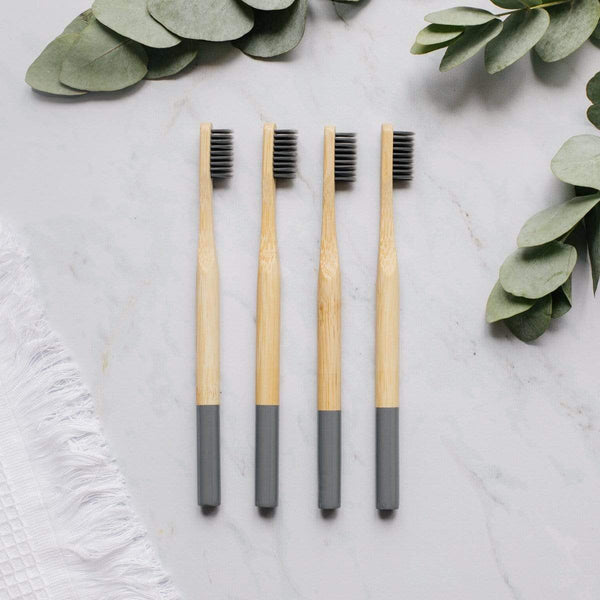 la-casa-del-bambu Gris Pack de 4 cepillos de dientes de alta calidad - 11 colores disponibles